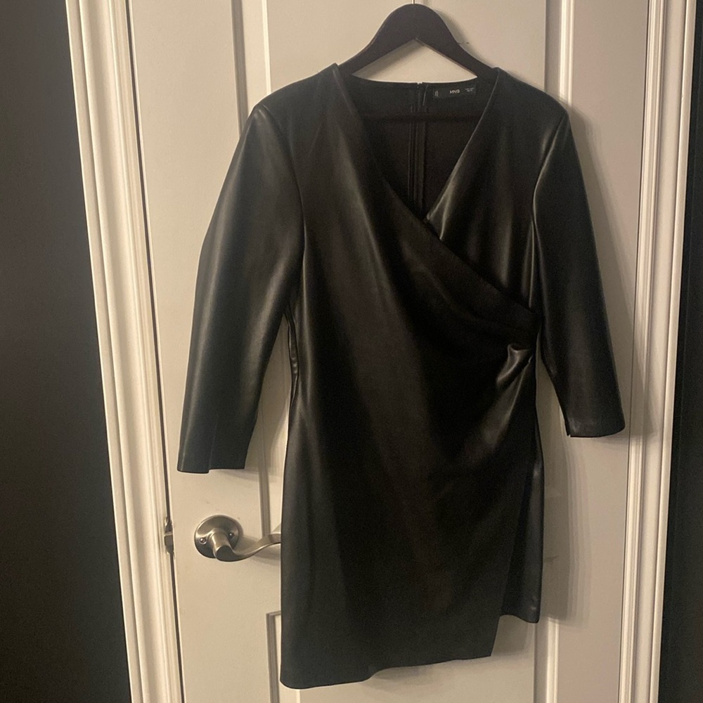 Mango Faux Leather Mini Dress